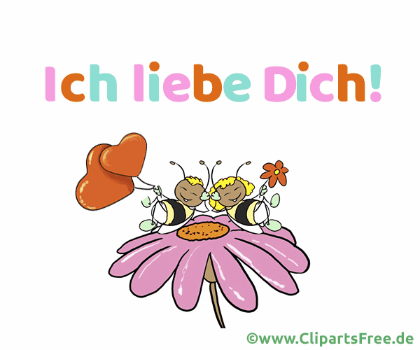 Grusskarte Ich liebe Dich mit Blume und Bienen
