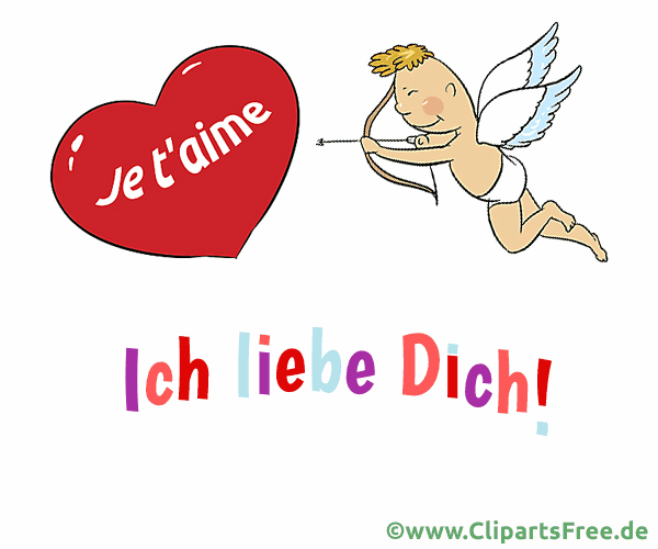 Ich liebe Dich Amour mit Bogen und Pfeil GifAnimation