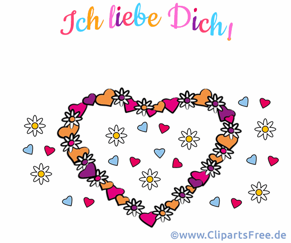 Liebeskarte mit Blumenranken in Form eines Herzens