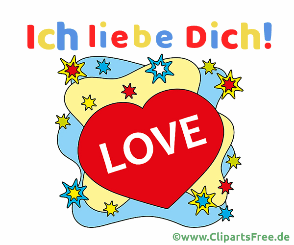 Schöne Glückwunschkarte mit animiertem Text Ich liebe Dich