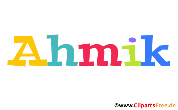 Ahmik Vorname für Jungen Deko Illustration mit Animation