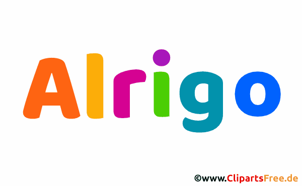 Alrigo Vorname für Jungen Illustration mit dekorativen Buchstaben