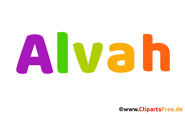 Alvah Vorname für Jungen Illustration mit dekorativen Buchstaben