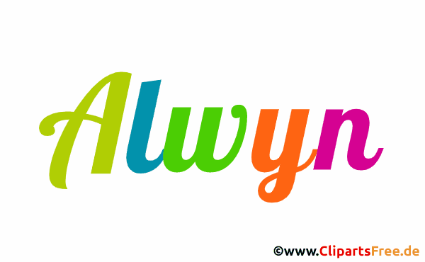 Alwyn Vorname für Jungen Illustration mit dekorativen Buchstaben