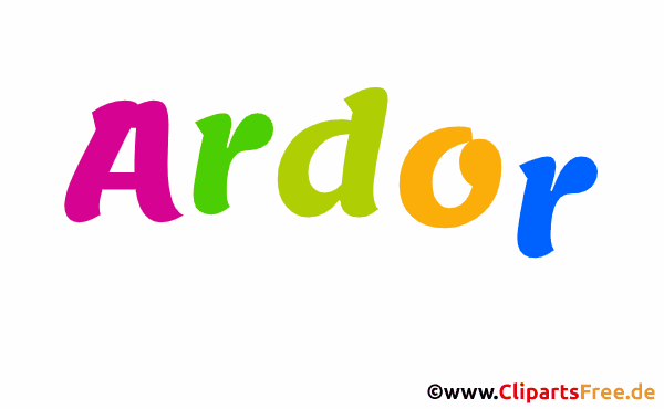 Ardor Vorname für Jungen Illustration mit dekorativen Buchstaben