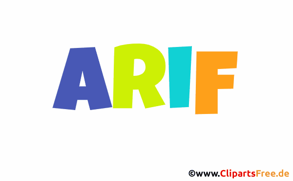 Arif Vorname Bild mit Deko Schrift - Vornamen für Jungs