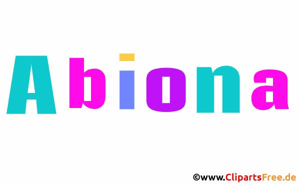 Abiona Mädchenname aus animierten Buchstaben