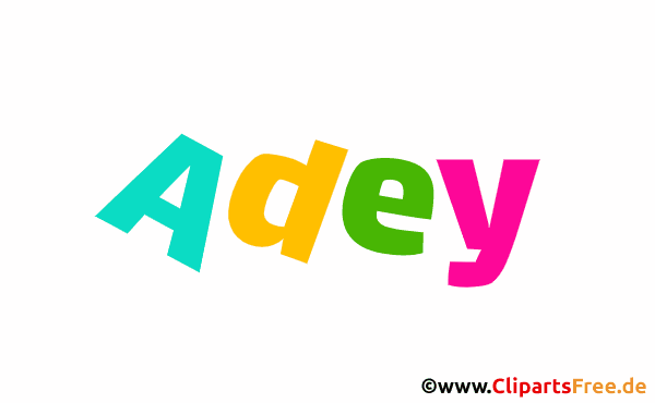 Adey Mädchenname aus animierten Buchstaben