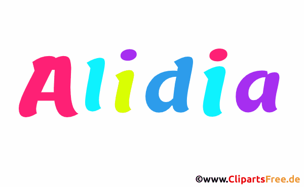 Alidia Mädchenvorname für Kind Gif animiert