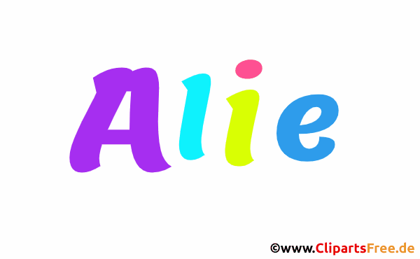 Alie Name Mädchenvorname für Baby Gif animiert
