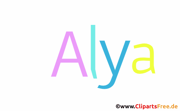 Alya Mädchenvorname für Baby als animiertes Bild