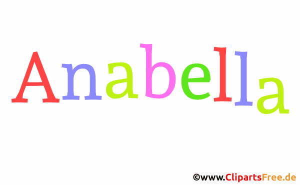 Anabella Mädchenvorname - Illustrationen mit Vornamen aus bunten Buchstaben