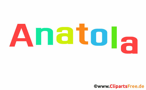Anatola Mädchenvorname - Illustrationen mit Vornamen aus bunten Buchstaben