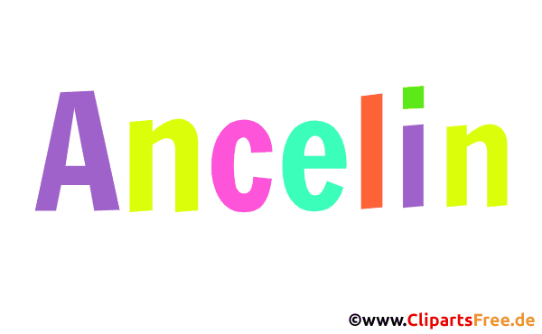 Ancelin schöner Vorname für Mädchen - Illustrationen mit Vornamen aus bunten Buchstaben