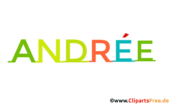 Andrée schöner Vorname für Mädchen - Illustrationen mit Vornamen aus bunten Buchstaben