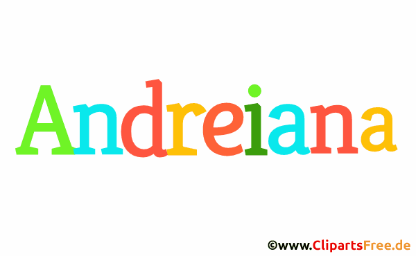 Andreiana Vorname für Mädchen - Illustrationen mit bunten Buchstaben