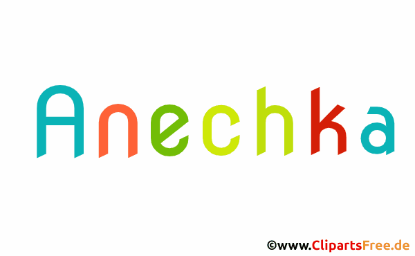 Anechka Vorname für Mädchen aus bunten animierten Buchstaben
