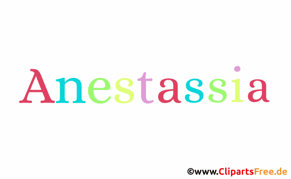 Anestassia Mädchenvorname - Illustrationen mit Vornamen aus bunten Buchstaben