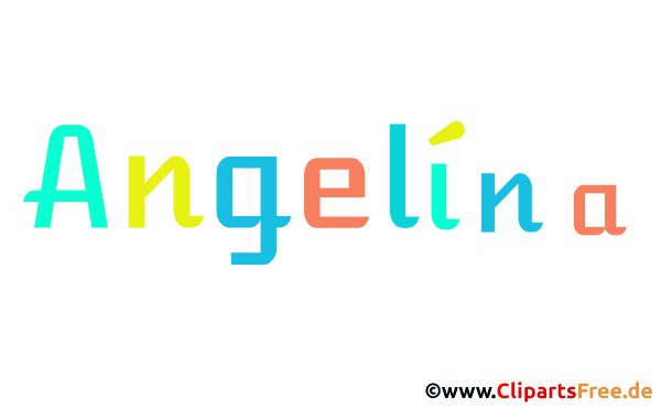 Angelína Mädchenvorname - Illustrationen mit Vornamen aus bunten Buchstaben