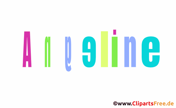 Angeline Vorname für Mädchen - Illustrationen mit bunten Buchstaben