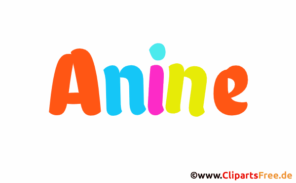 Anine Vorname für Mädchen - Animierte Namen mit bunten Buchstaben