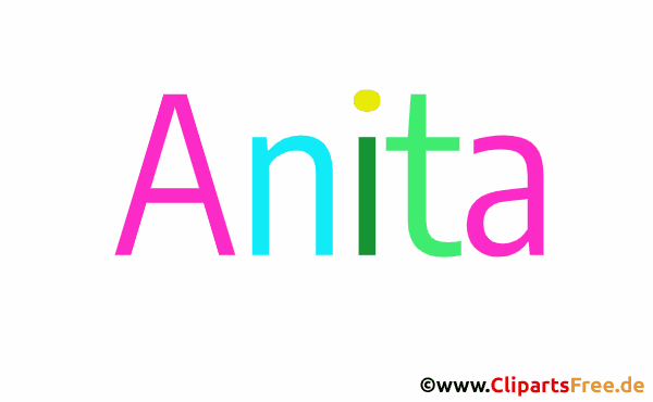 Anita Vorname für Mädchen - Animierte Namen mit bunten Buchstaben