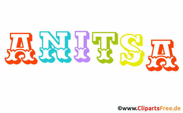 Anitsa schöner Vorname für Mädchen - Illustrationen mit Vornamen aus bunten Buchstaben