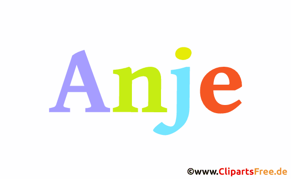 Anje Vorname für Baby - Weibliche Vornamen als animierte Buchstaben