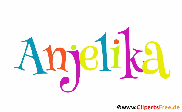 Anjelika Mädchenvorname - Illustrationen mit Vornamen aus bunten Buchstaben