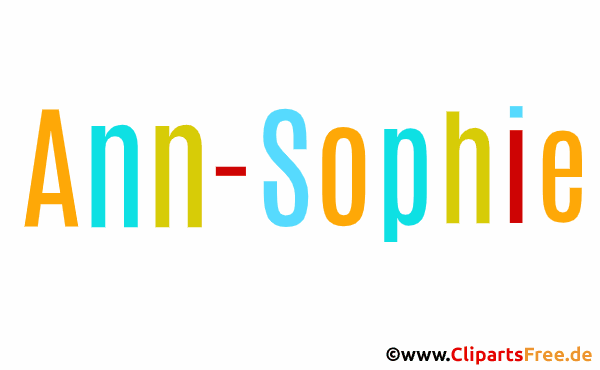 Ann-Sophie schöner Vorname für Mädchen - Illustrationen mit Vornamen aus bunten Buchstaben