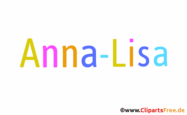 Anna-Lisa Vorname für Mädchen - Illustrationen mit bunten Buchstaben
