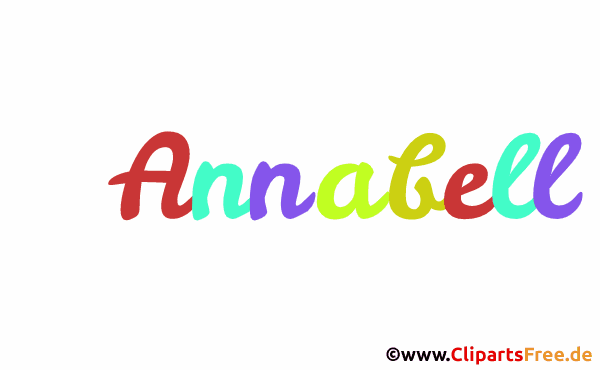 Annabell schöner Vorname für Mädchen - Illustrationen mit Vornamen aus bunten Buchstaben
