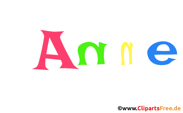 Anne Vorname für Mädchen - Illustrationen mit bunten Buchstaben