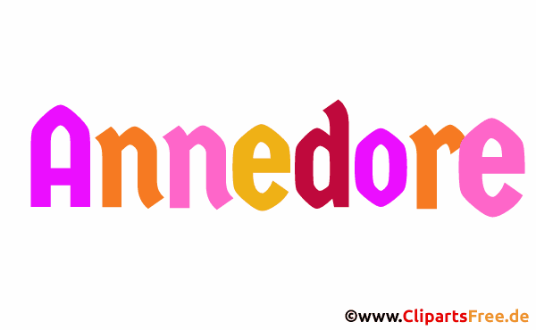 Annedore schöner Vorname für Mädchen - Illustrationen mit Vornamen aus bunten Buchstaben