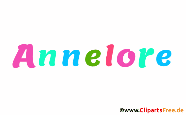 Annelore Mädchenvorname - Illustrationen mit Vornamen aus bunten Buchstaben
