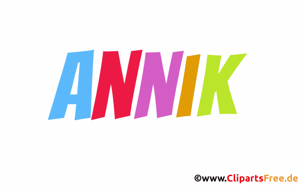 Annik schöner Vorname für Mädchen - Illustrationen mit Vornamen aus bunten Buchstaben