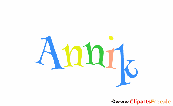 Annika Mädchenvorname - Illustrationen mit Vornamen aus bunten Buchstaben