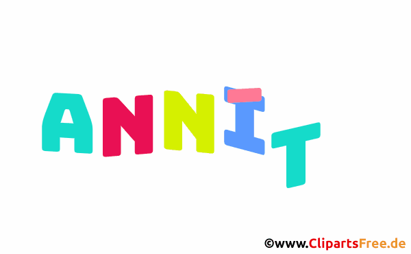 Anníta schöner Vorname für Mädchen - Illustrationen mit Vornamen aus bunten Buchstaben