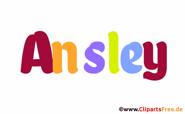 Ansley Vorname für Mädchen aus bunten animierten Buchstaben