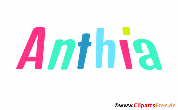 Anthia Vorname für Mädchen - Illustrationen mit bunten Buchstaben
