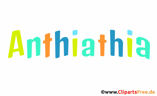 Anthiathia Mädchenvorname - Illustrationen mit Vornamen aus bunten Buchstaben