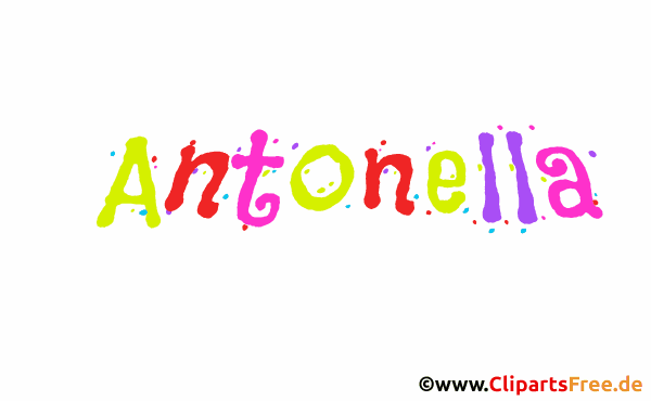 Antonella Mädchenvorname - Illustrationen mit Vornamen aus bunten Buchstaben