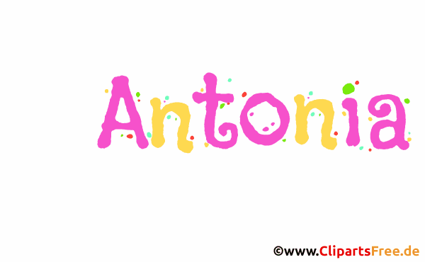 Antonia Vorname für Baby - Weibliche Vornamen als animierte Buchstaben