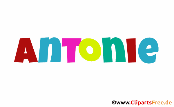 Antonie schöner Vorname für Mädchen - Illustrationen mit Vornamen aus bunten Buchstaben