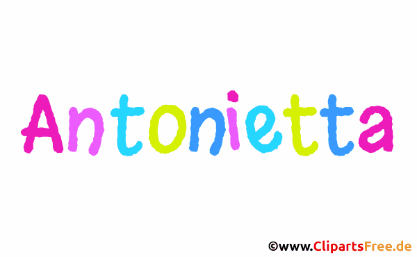 Antonietta Mädchenvorname - Illustrationen mit Vornamen aus bunten Buchstaben