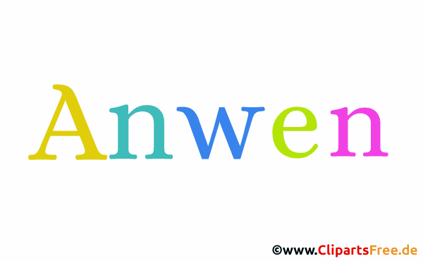 Anwen schöner Vorname für Mädchen - Illustrationen mit Vornamen aus bunten Buchstaben