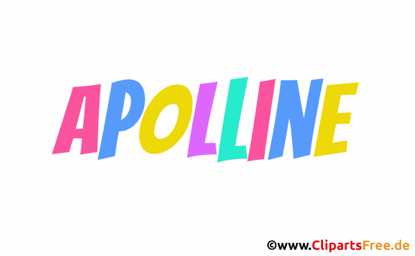 Apolline Vorname für Mädchen aus bunten animierten Buchstaben