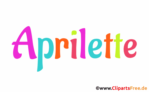 Aprilette Vorname für Mädchen aus bunten animierten Buchstaben