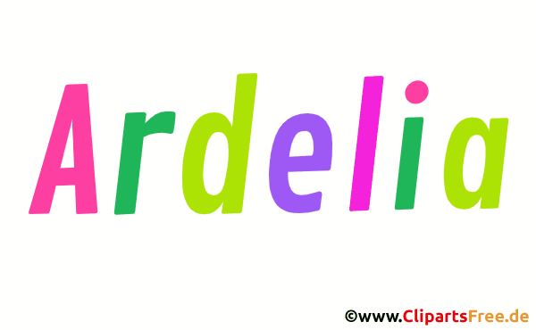 Ardelia Vorname für Mädchen aus bunten animierten Buchstaben
