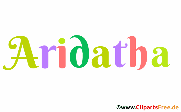 Aridatha Vorname für Mädchen aus bunten animierten Buchstaben